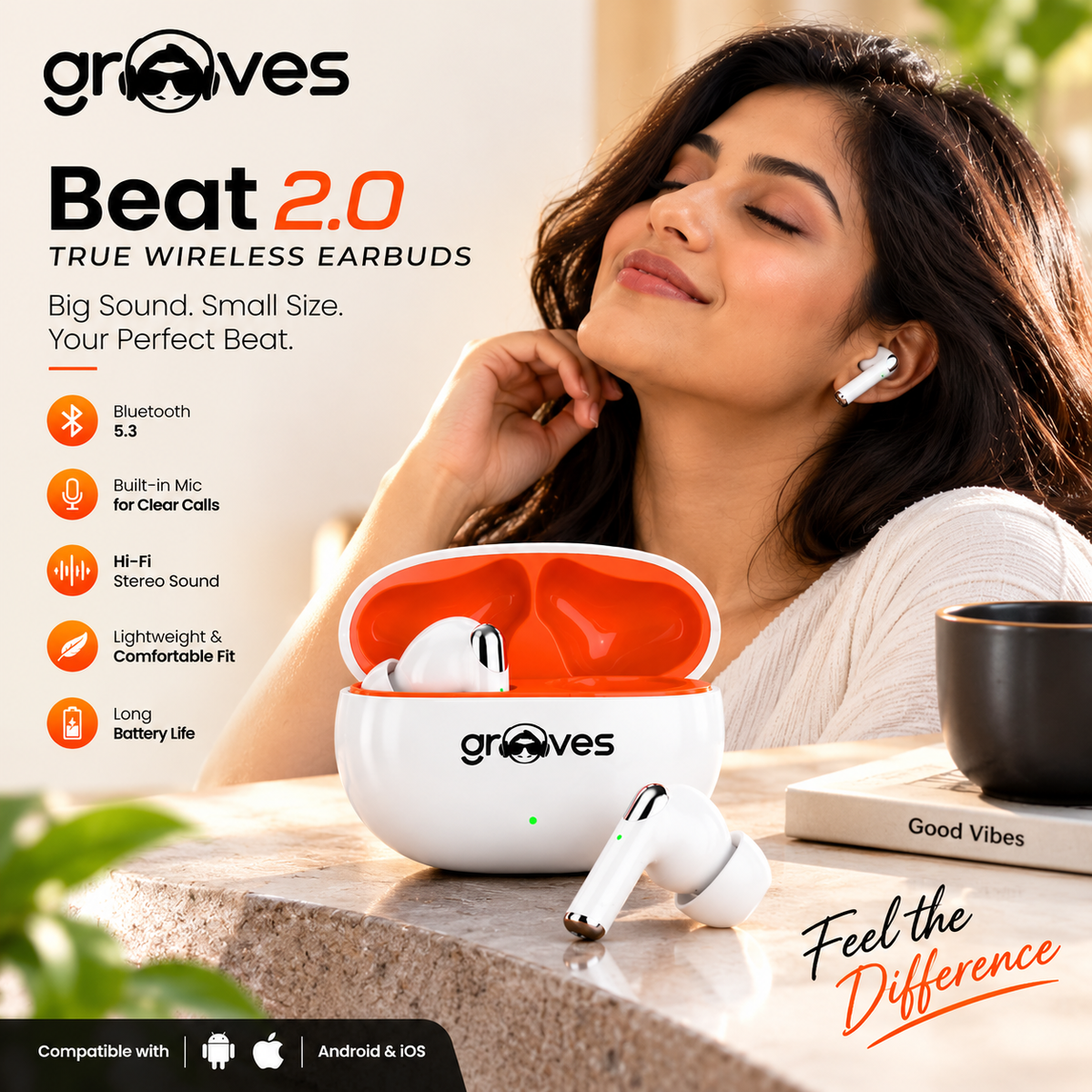 Grooves Beat 2.0 True Wireless Bluetooth Earbuds (TWS)